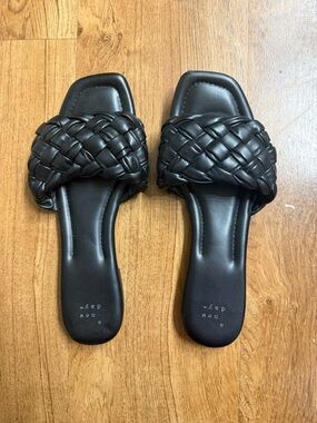 a new day Black Braided Slide Sandals